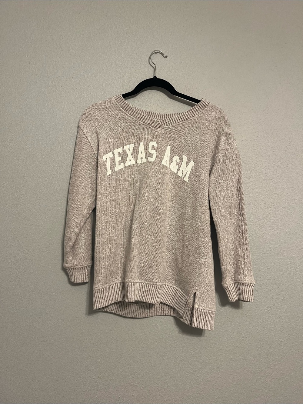 Texas A&M Women's V-Neck Sweater - Cream Heather